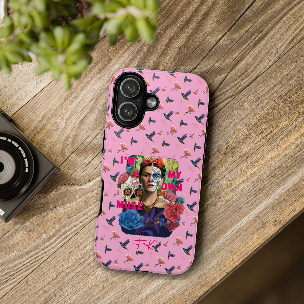 Frida Kahlo I Am My Own Muse Pink Hummingbird iPhone Case