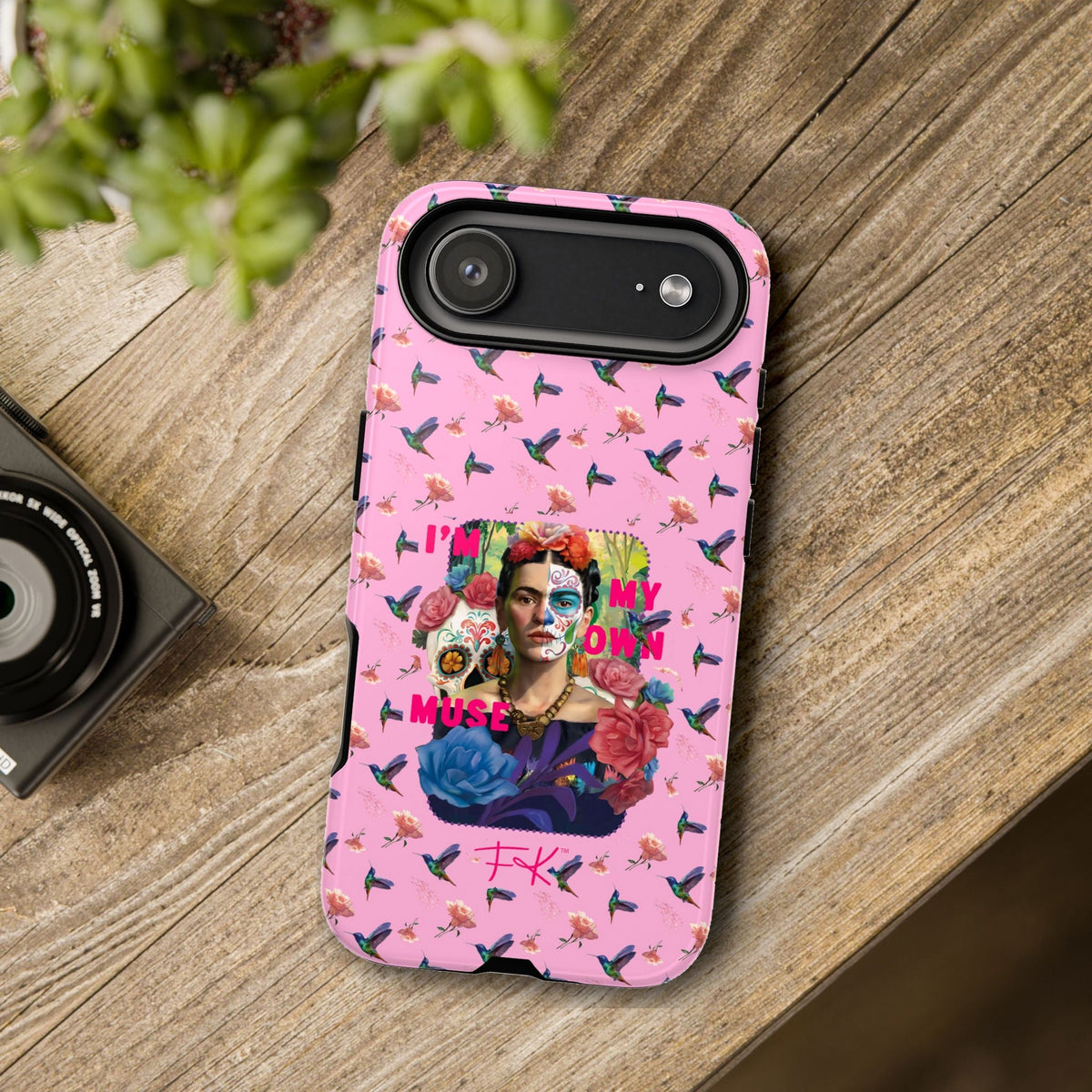 Frida Kahlo I Am My Own Muse Pink Hummingbird iPhone Case
