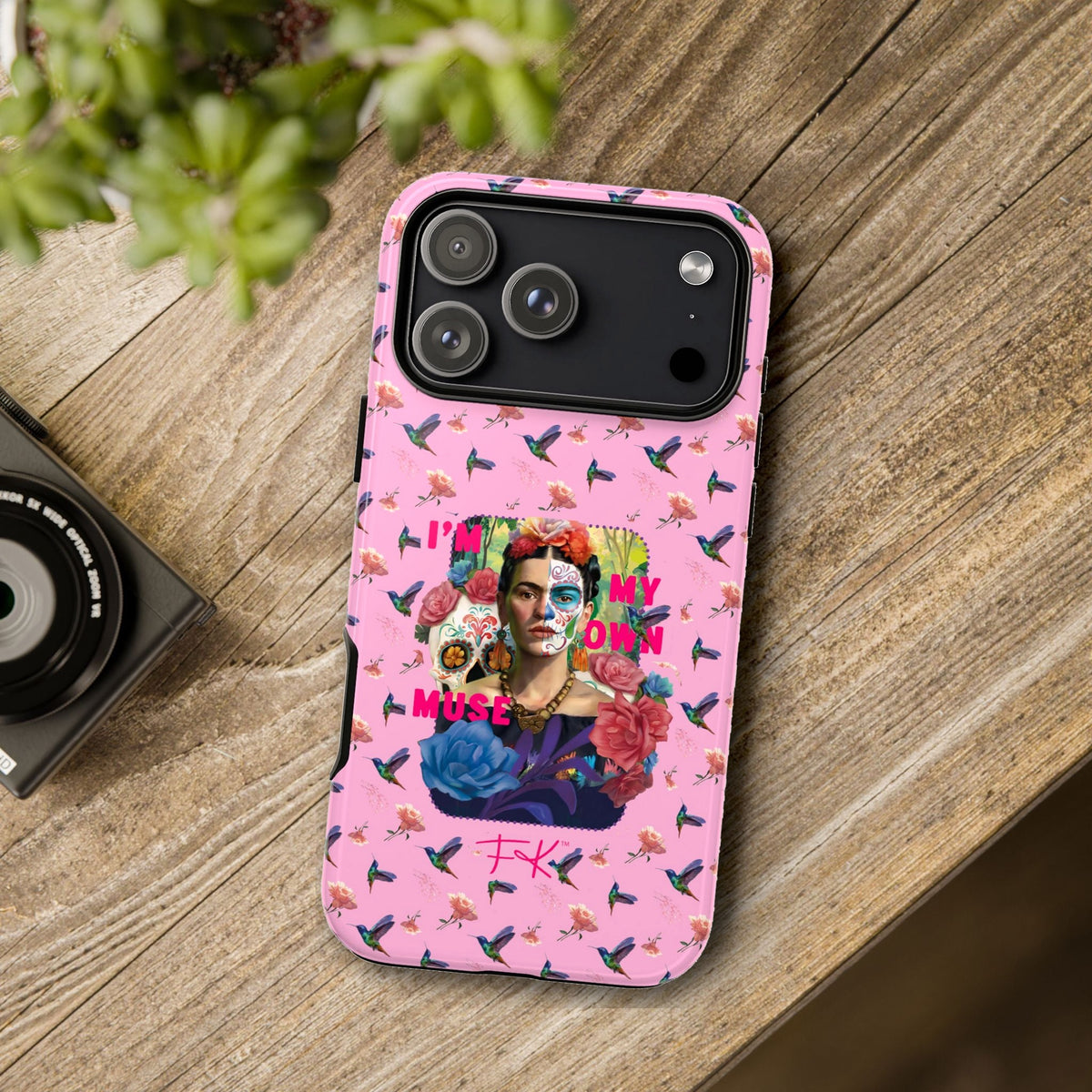Frida Kahlo I Am My Own Muse Pink Hummingbird iPhone Case