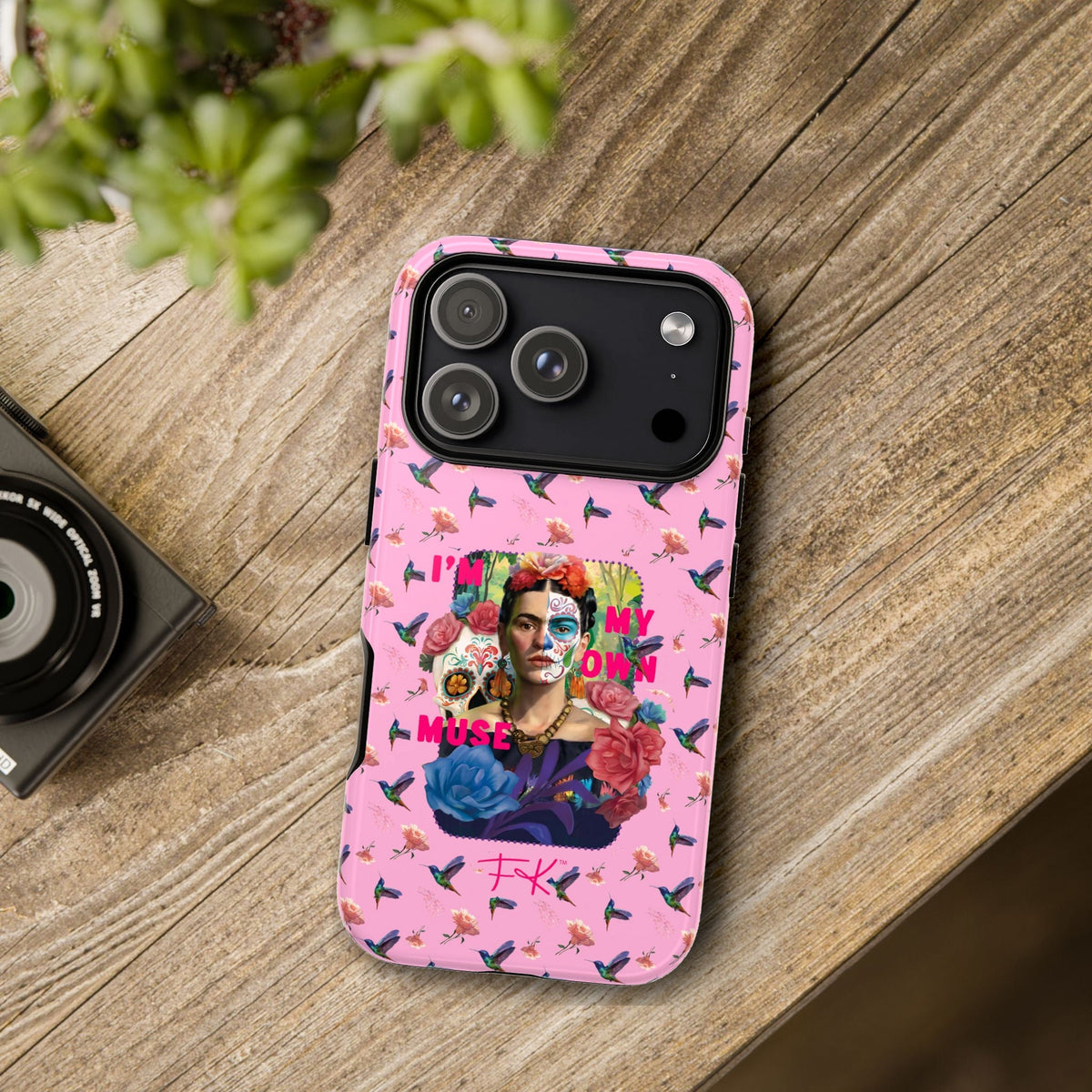 Frida Kahlo I Am My Own Muse Pink Hummingbird iPhone Case