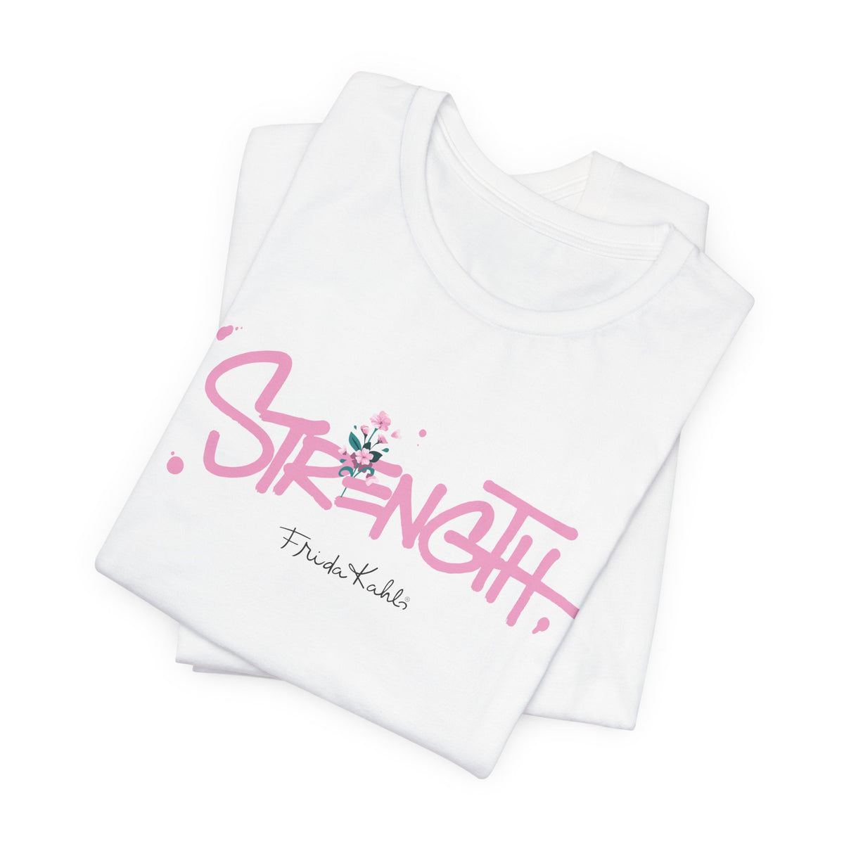 Frida Kahlo Strength Script Breast Cancer Awareness T-Shirt