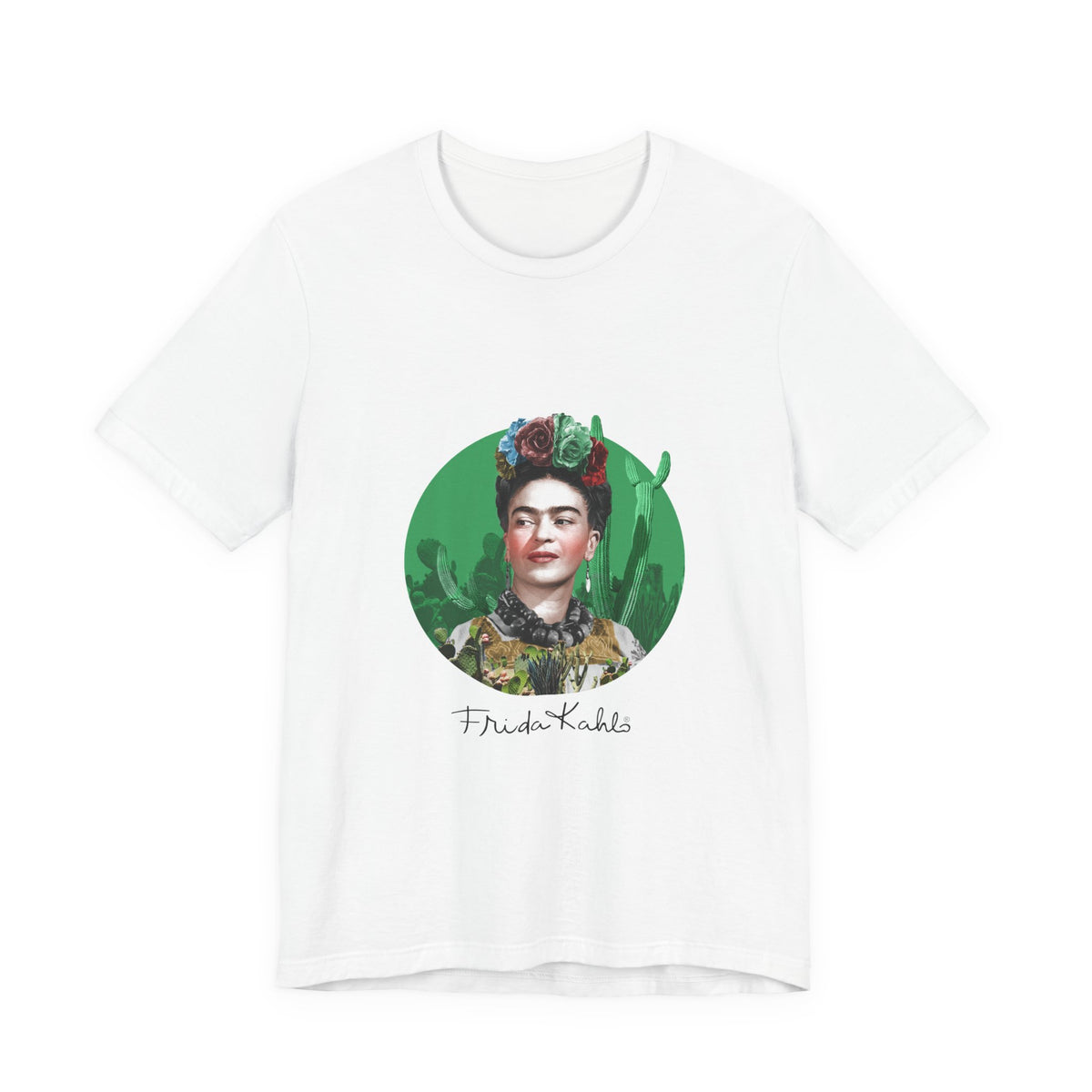 Frida Kahlo Cactus Garden Medallion T-Shirt in White, front