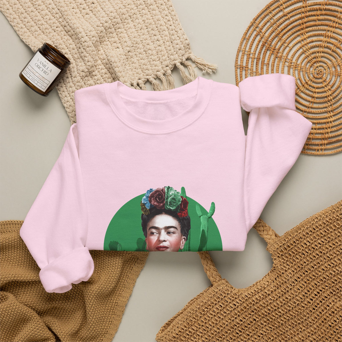 Frida Kahlo Cactus Garden Medallion Crewneck Sweatshirt