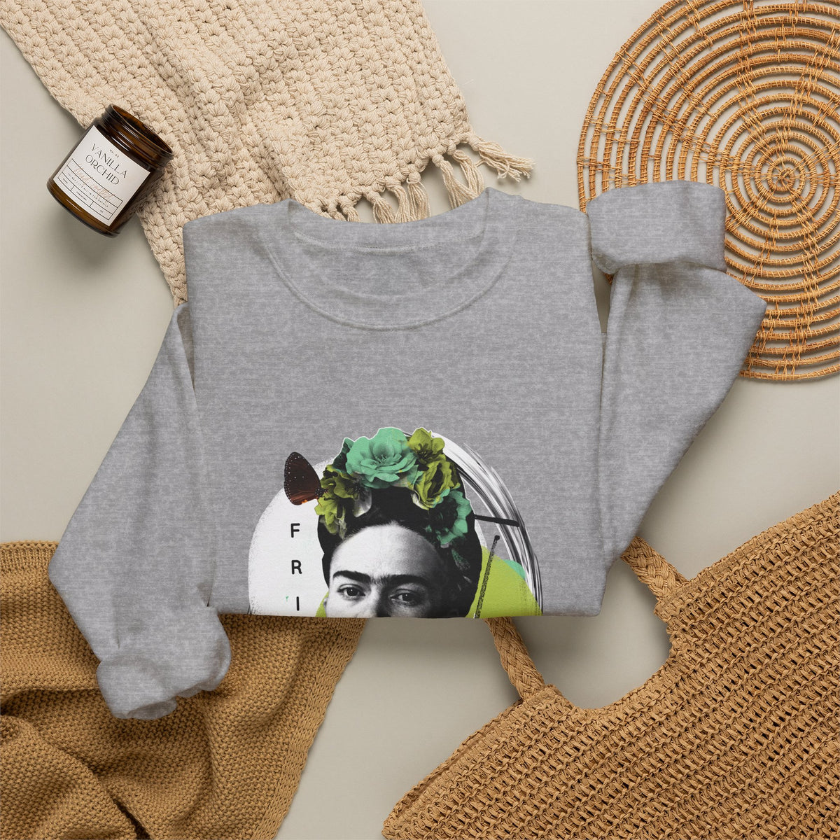 Frida Kahlo Modern Collage Portrait Crewneck Sweatshirt