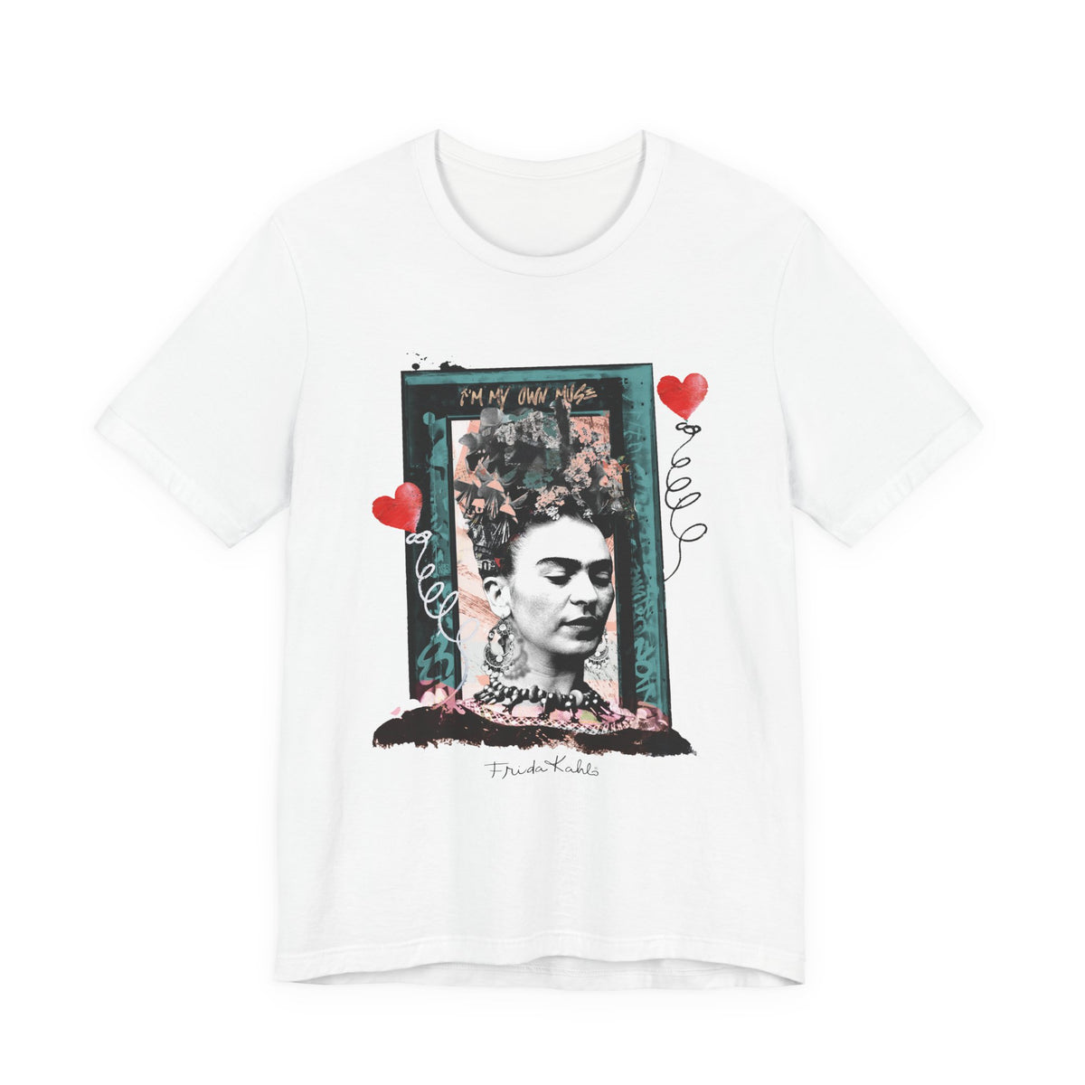 Frida Kahlo Vintage Frame Hearts T-Shirt