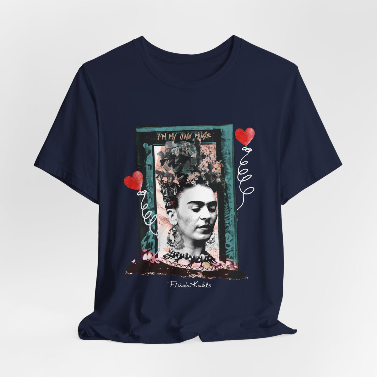 Frida Kahlo Vintage Frame Hearts T-Shirt