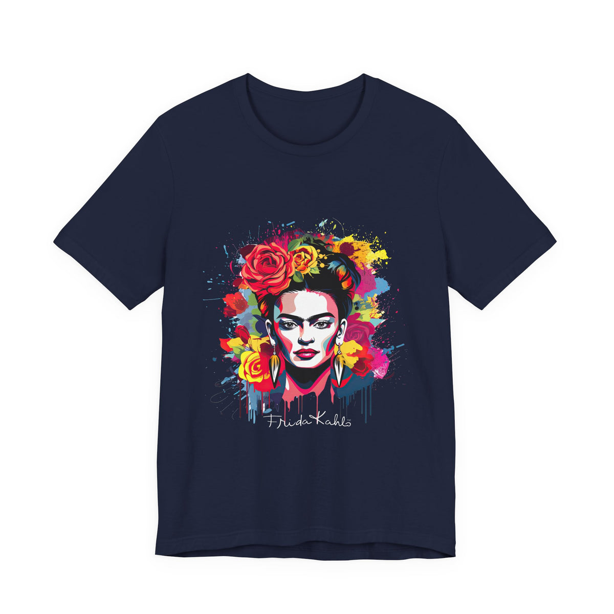 Frida Kahlo Watercolor Floral Portrait T-Shirt