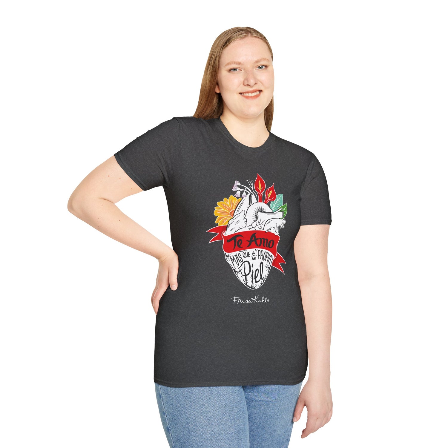 Frida Kahlo - "Te Amo Más Que Mi Propia Piel" - Inspired Anatomical Heart T-Shirt