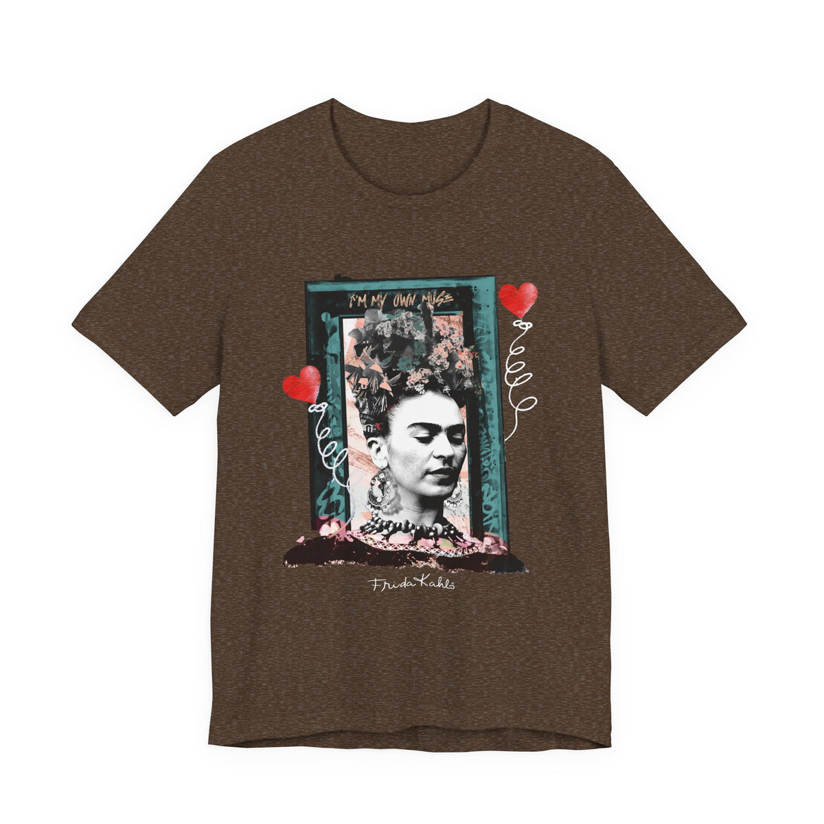Frida Kahlo Vintage Frame Hearts T-Shirt
