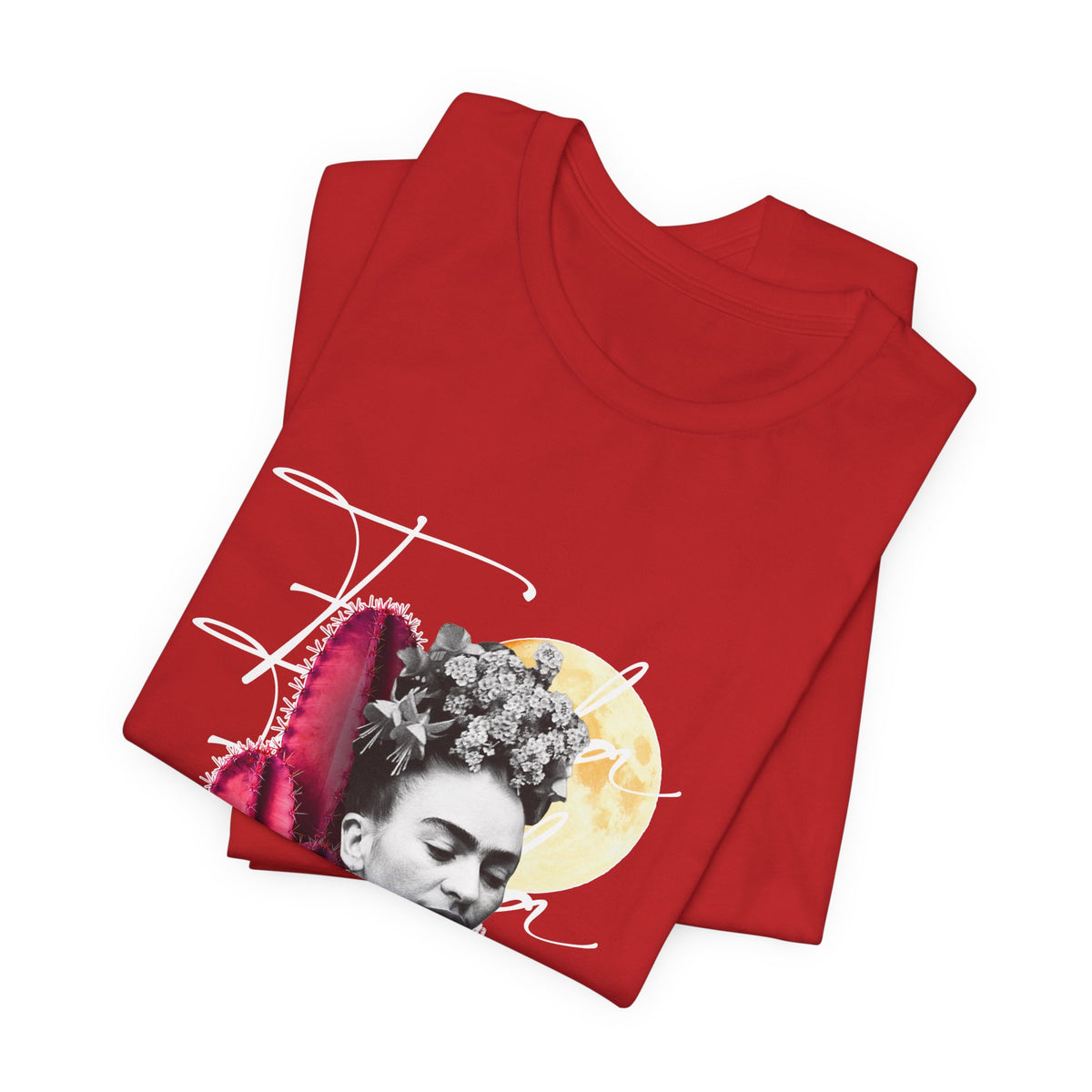 Frida Kahlo Moonlight Script Collage T-Shirt