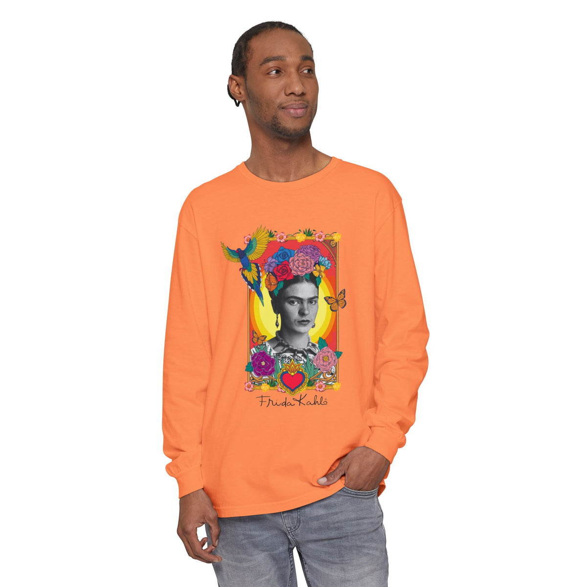 Frida Kahlo Hummingbird Golden Frame Long Sleeve T-Shirt