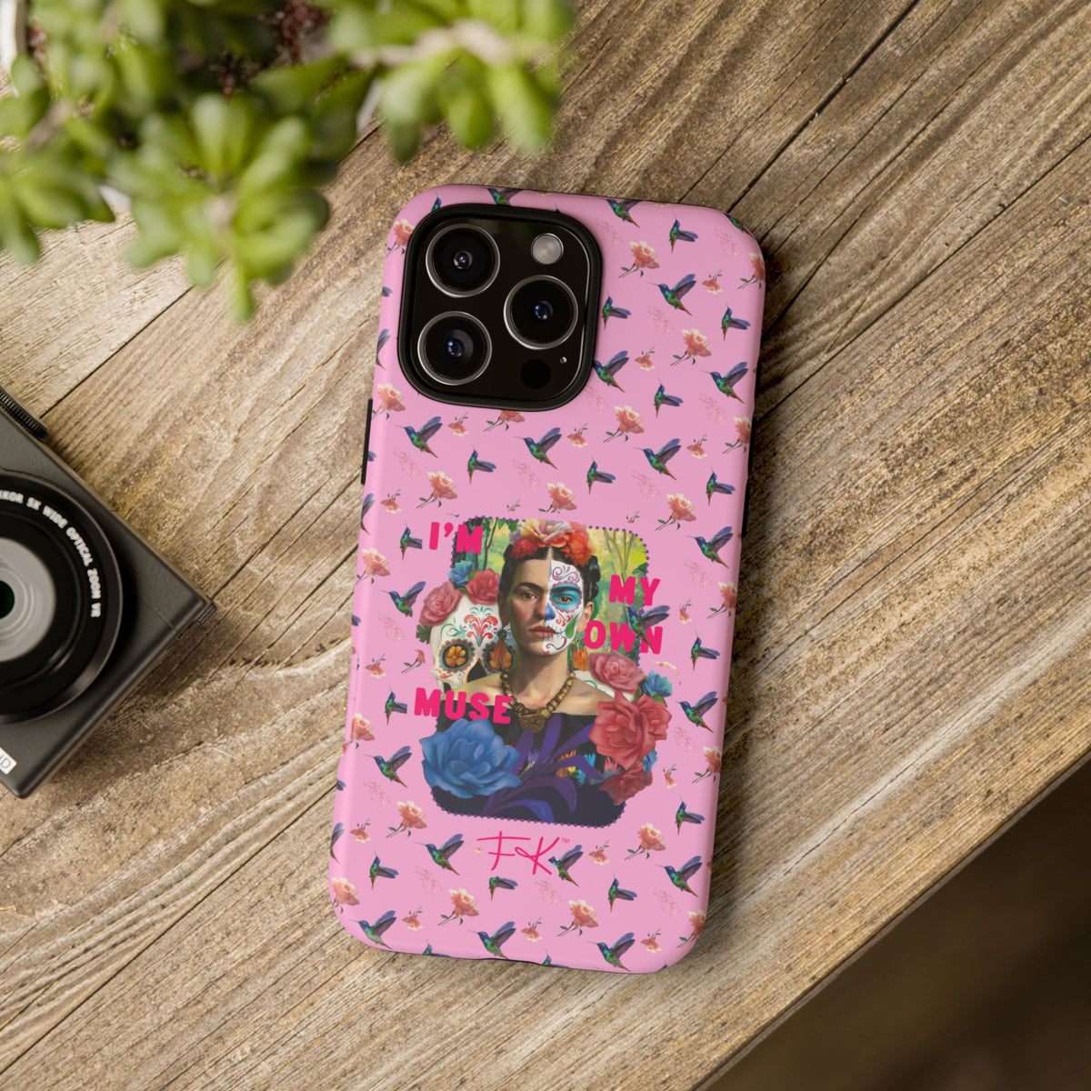 Frida Kahlo I Am My Own Muse Pink Hummingbird iPhone Case