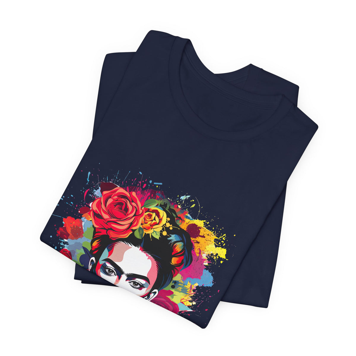 Frida Kahlo Watercolor Floral Portrait T-Shirt
