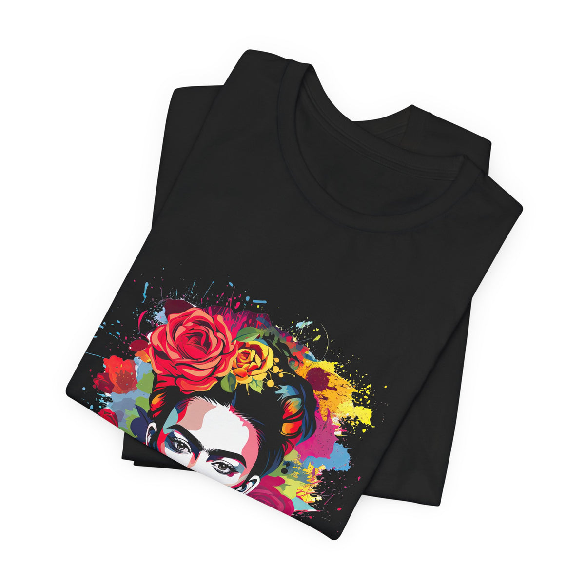 Frida Kahlo Watercolor Floral Portrait T-Shirt