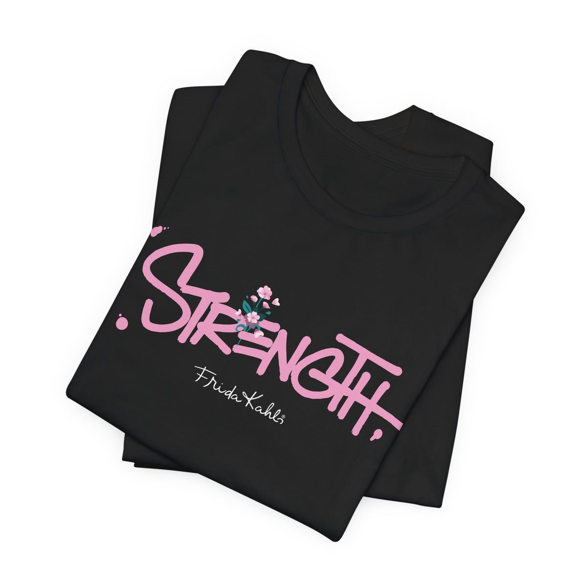 Frida Kahlo Strength Script Breast Cancer Awareness T-Shirt