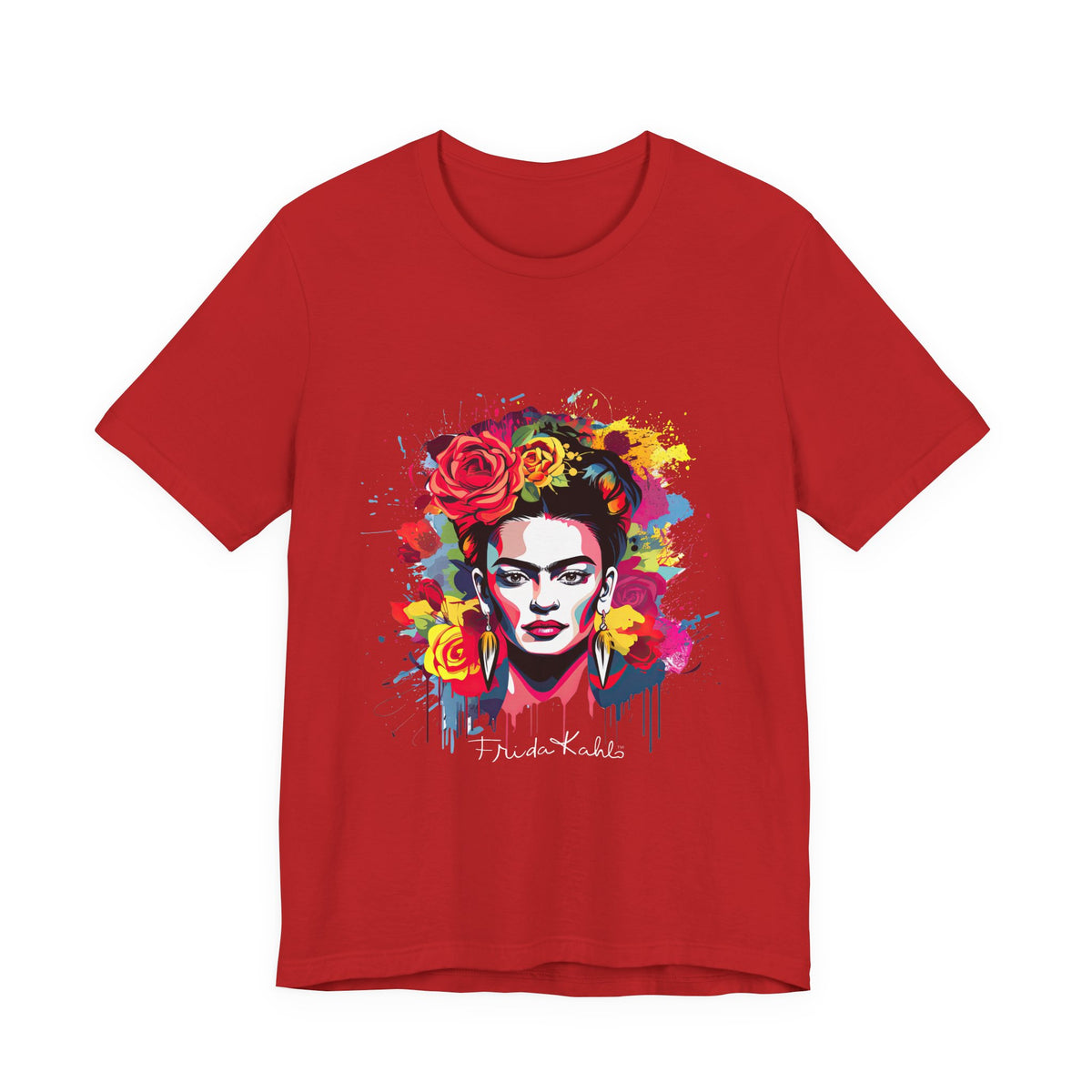 Frida Kahlo Bold Floral Crown Portrait T-Shirt