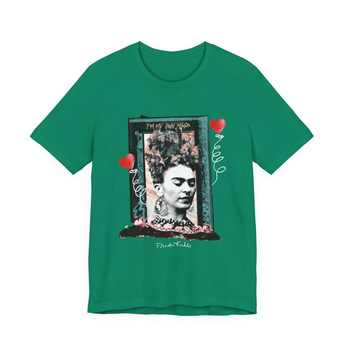 Frida Kahlo Vintage Frame Hearts T-Shirt