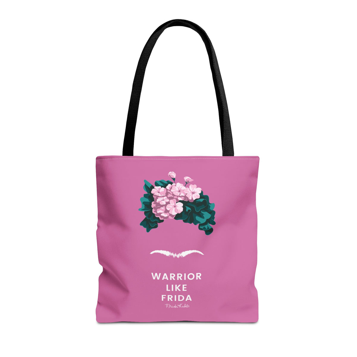 Frida Kahlo Warrior Like Frida Pink Tote Bag - Breast Cancer Awareness - 16" × 16''