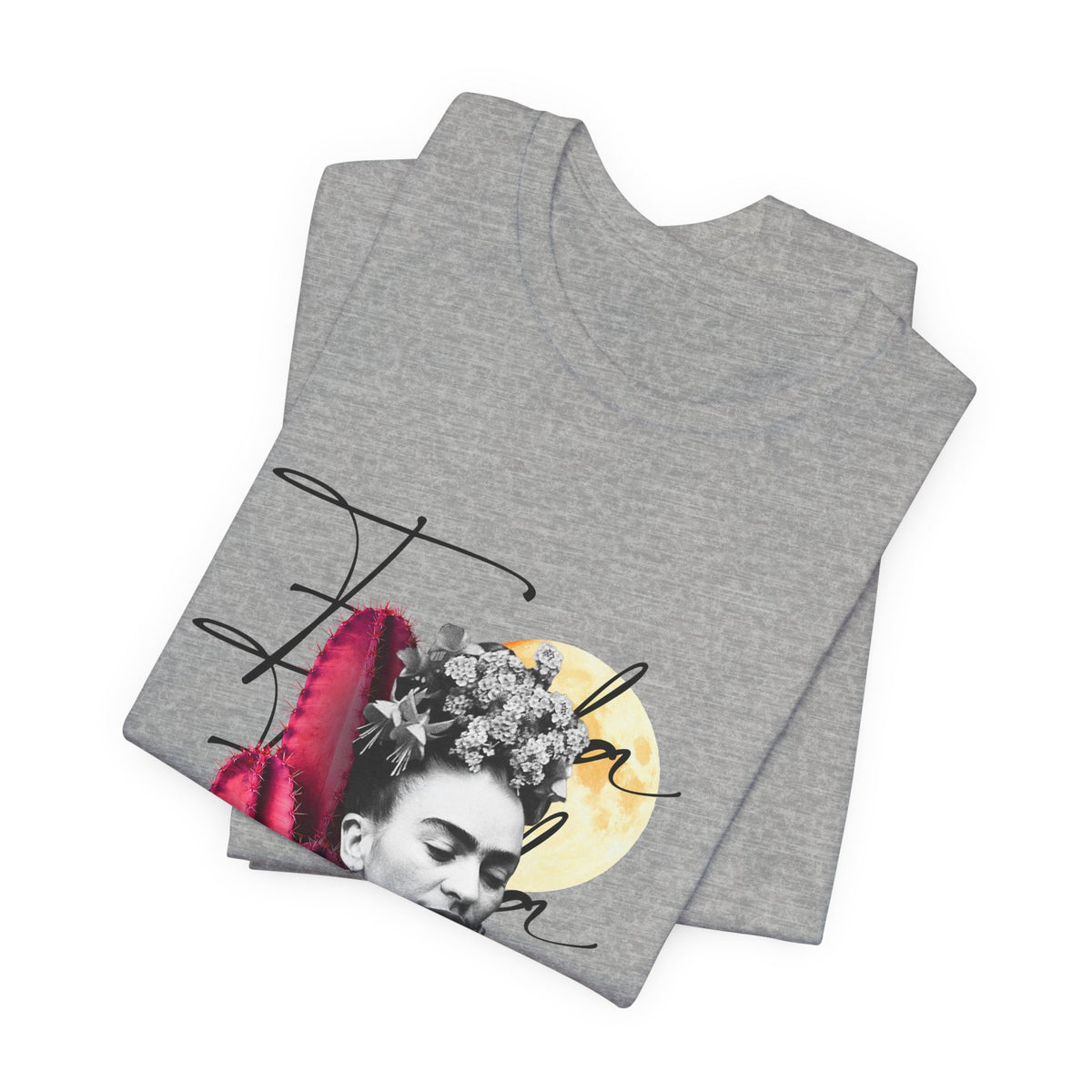 Frida Kahlo Moonlight Script Collage T-Shirt