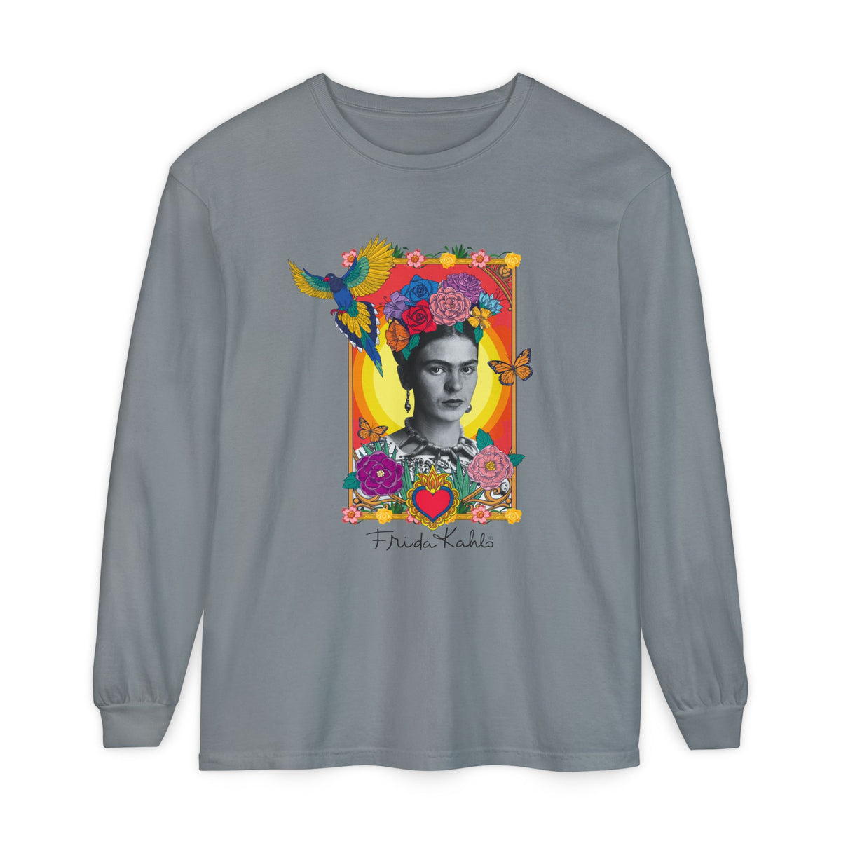 Frida Kahlo Hummingbird Golden Frame Long Sleeve T-Shirt