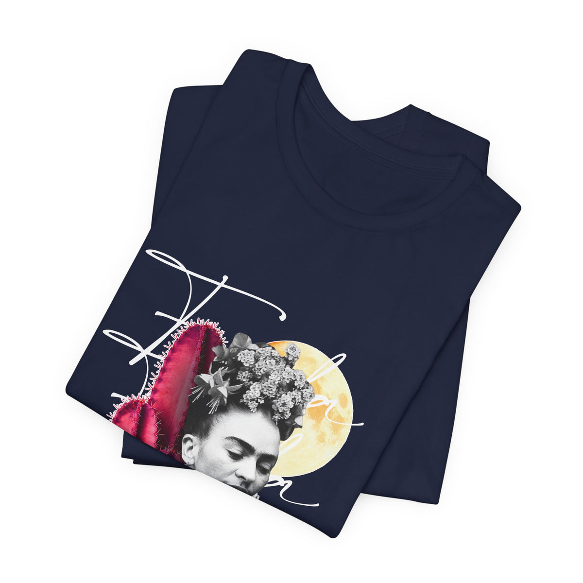 Frida Kahlo Moonlight Script Collage T-Shirt