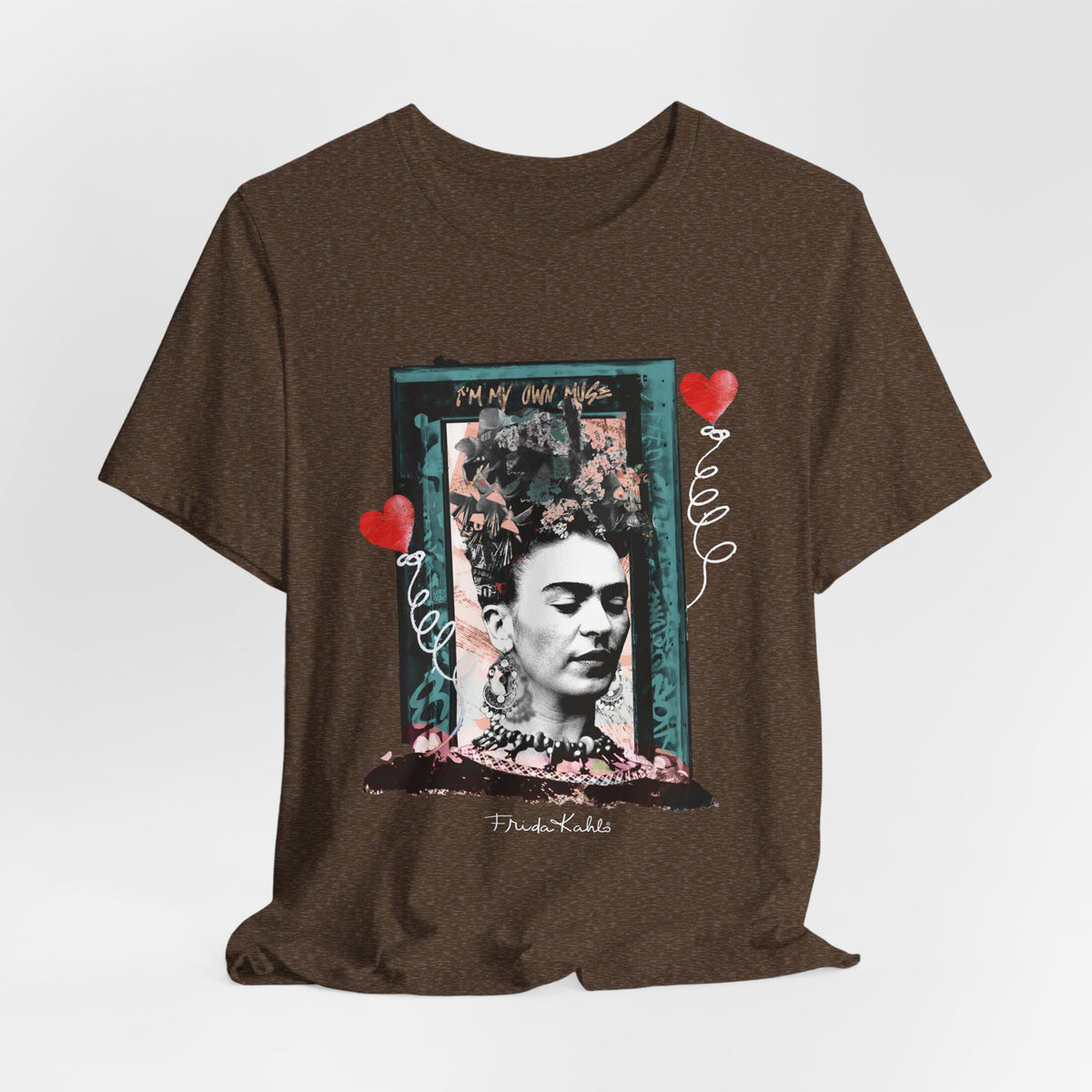 Frida Kahlo Vintage Frame Hearts T-Shirt