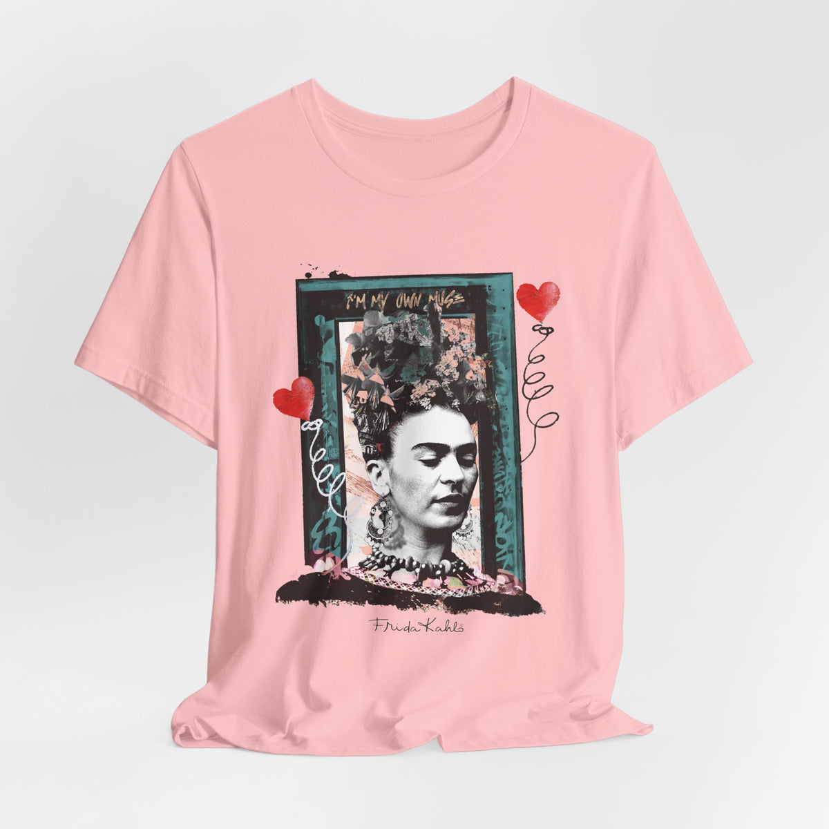 Frida Kahlo Vintage Frame Hearts T-Shirt
