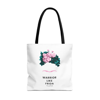Frida Kahlo Warrior Like Frida White Tote Bag | Breast Cancer Awareness
