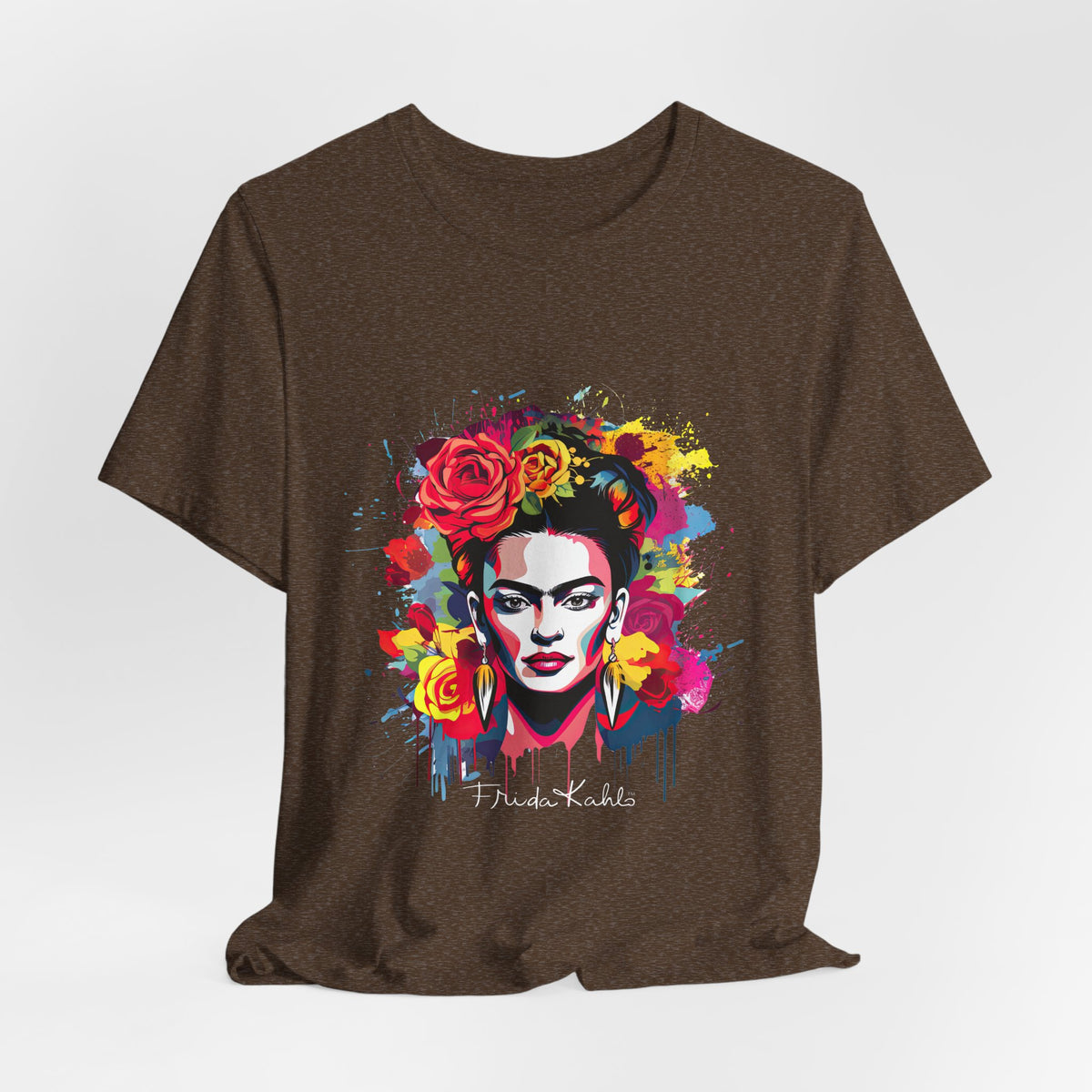 Frida Kahlo Bold Floral Crown Portrait T-Shirt
