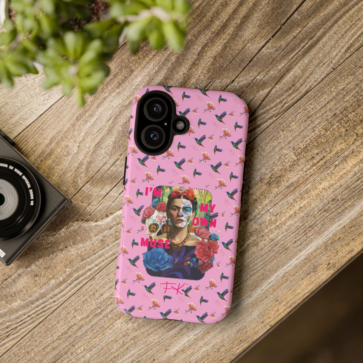 Frida Kahlo I Am My Own Muse Pink Hummingbird iPhone Case