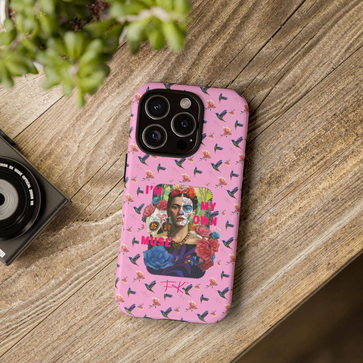 Frida Kahlo I Am My Own Muse Pink Hummingbird iPhone Case