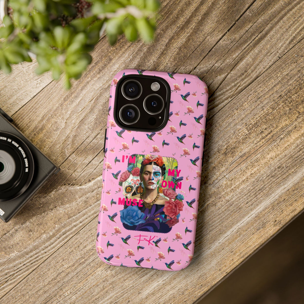 Frida Kahlo I Am My Own Muse Pink Hummingbird iPhone Case