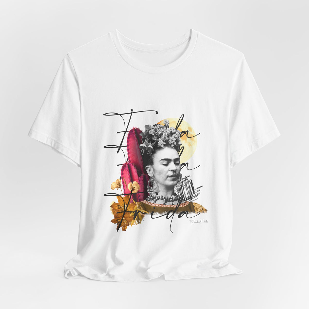 Frida Kahlo Moonlight Script Collage T-Shirt