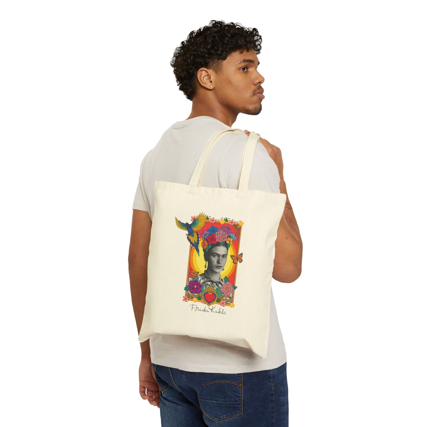 Canvas Tote Bag - Frida Kahlo Collection, Iconic Portraits and Vibrant Colors