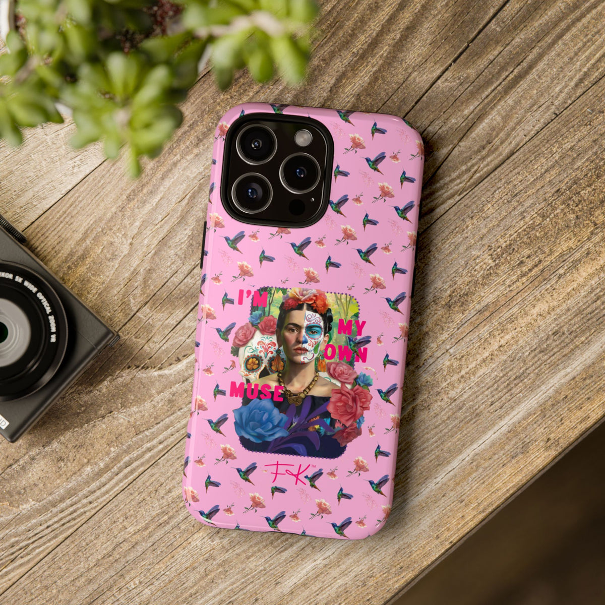 Frida Kahlo I Am My Own Muse Pink Hummingbird iPhone Case