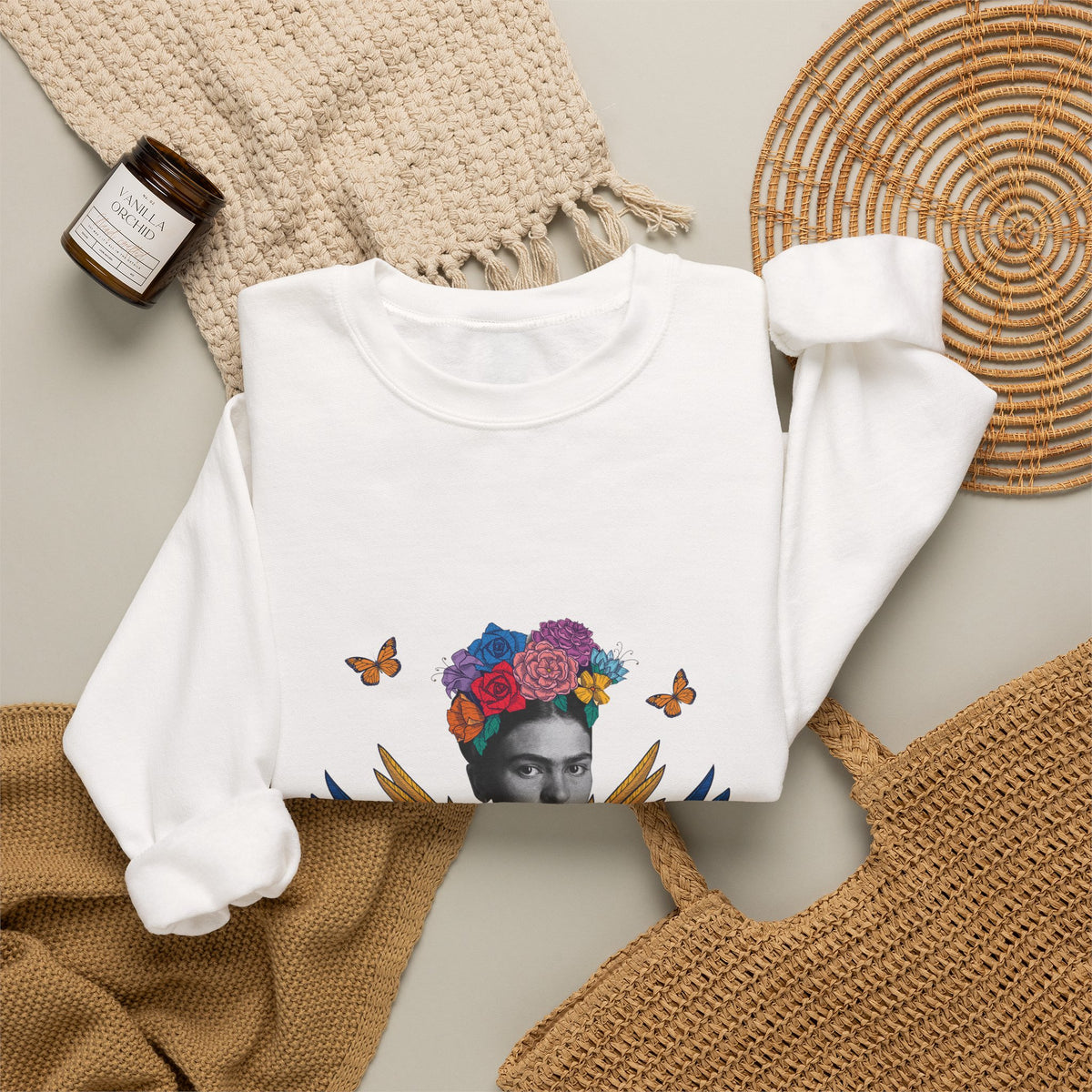 Frida Kahlo Winged Sacred Heart Crewneck Sweatshirt