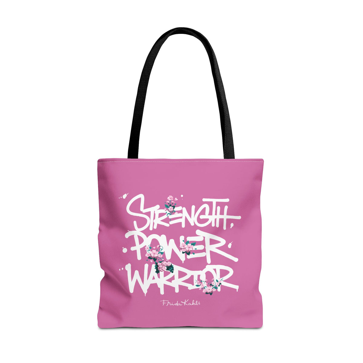 Frida Kahlo Strength Power Warrior Tote Bag - Breast Cancer Awareness - 18" × 18''