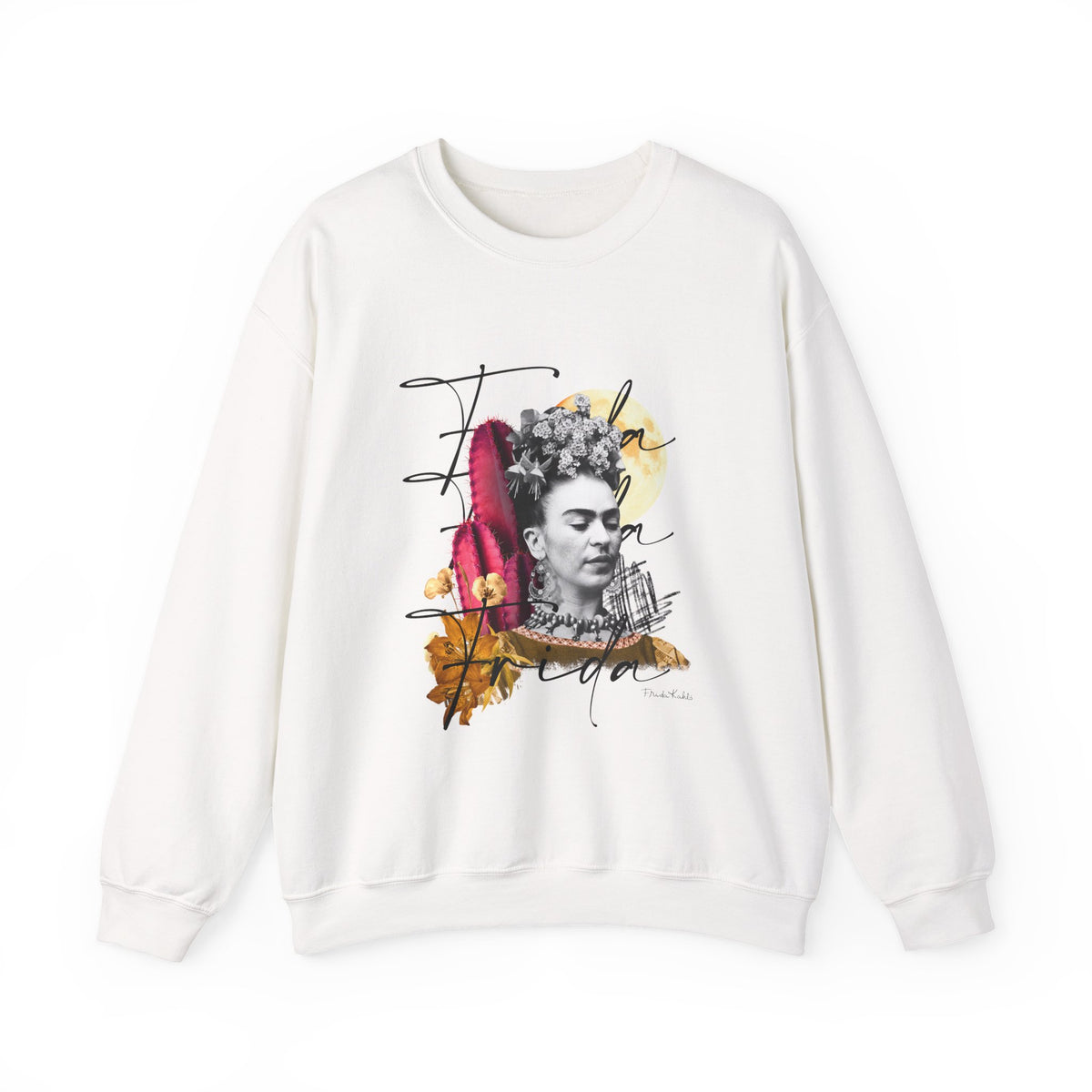 Frida Kahlo Moonlight Script Collage Crewneck Sweatshirt