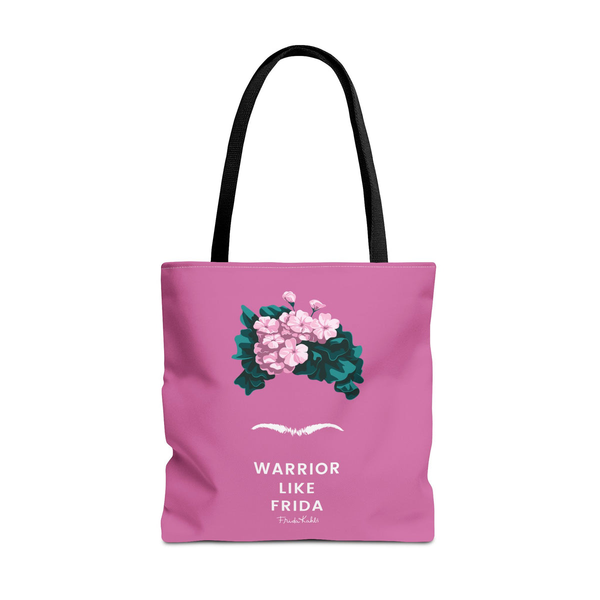 Frida Kahlo Warrior Like Frida Pink Tote Bag - Breast Cancer Awareness - 18" × 18''