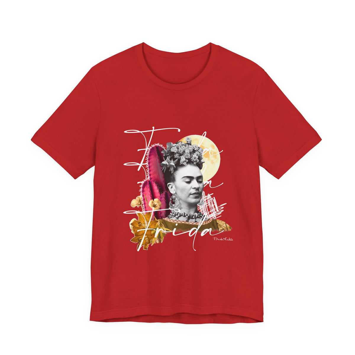 Frida Kahlo Moonlight Script Collage T-Shirt