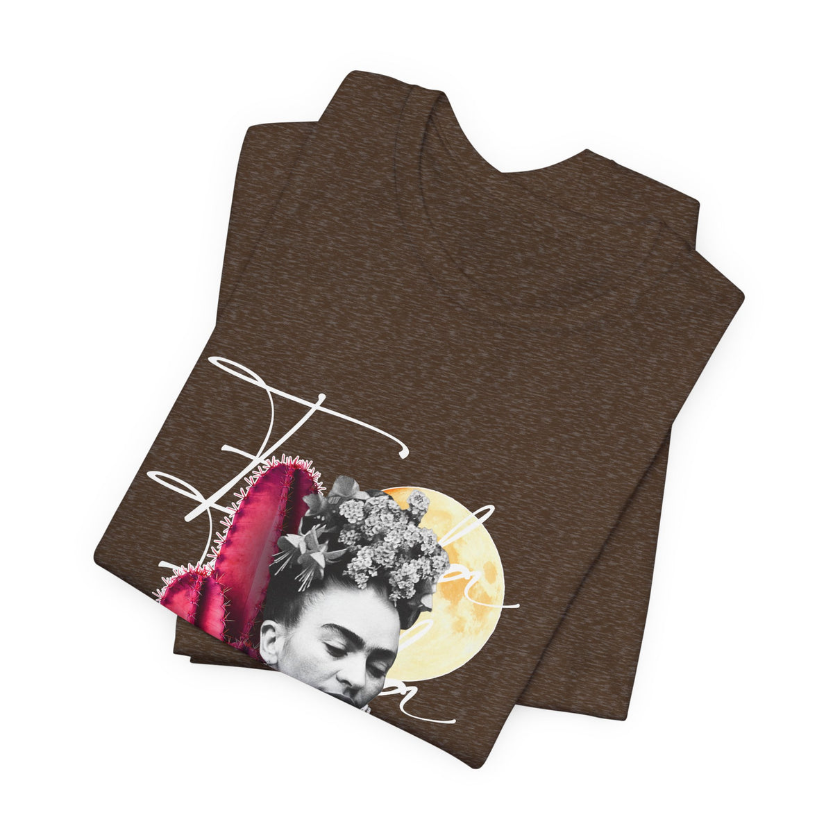 Frida Kahlo Moonlight Script Collage T-Shirt