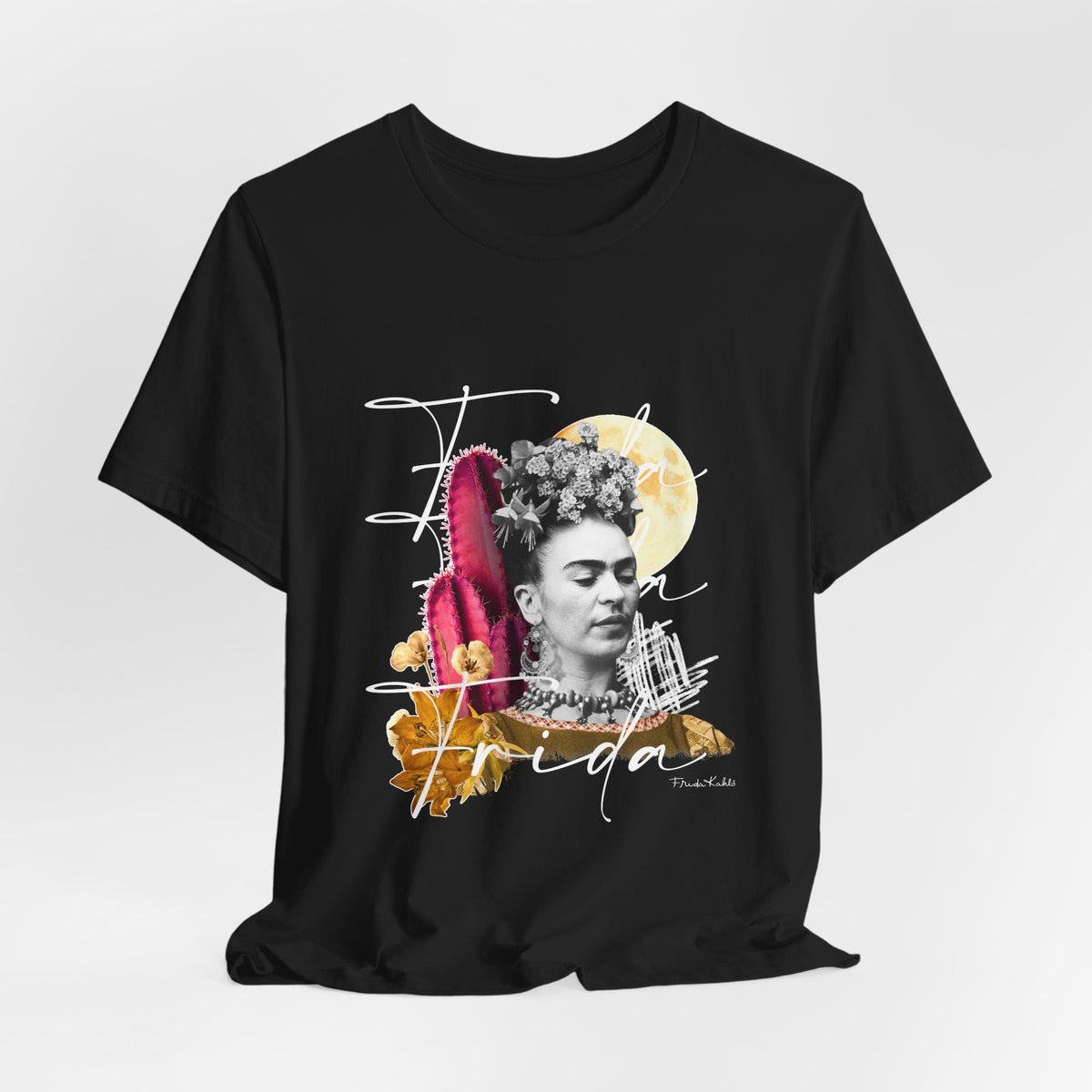 Frida Kahlo Moonlight Script Collage T-Shirt