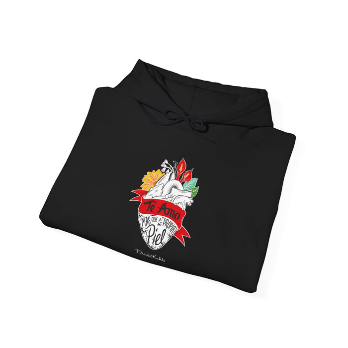 Frida Kahlo - "Te Amo Más Que Mi Propia Piel" - Inspired Anatomical Heart - Hoodie