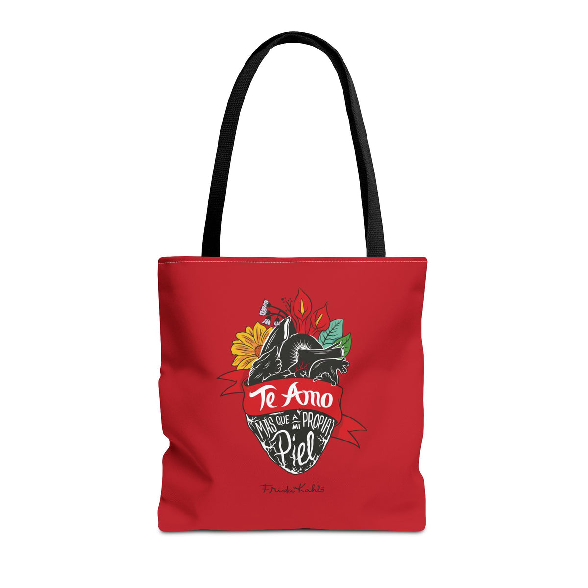 Frida Kahlo Te Amo Más Que Mi Propia Piel Anatomical Heart Tote Bag - 16" × 16''