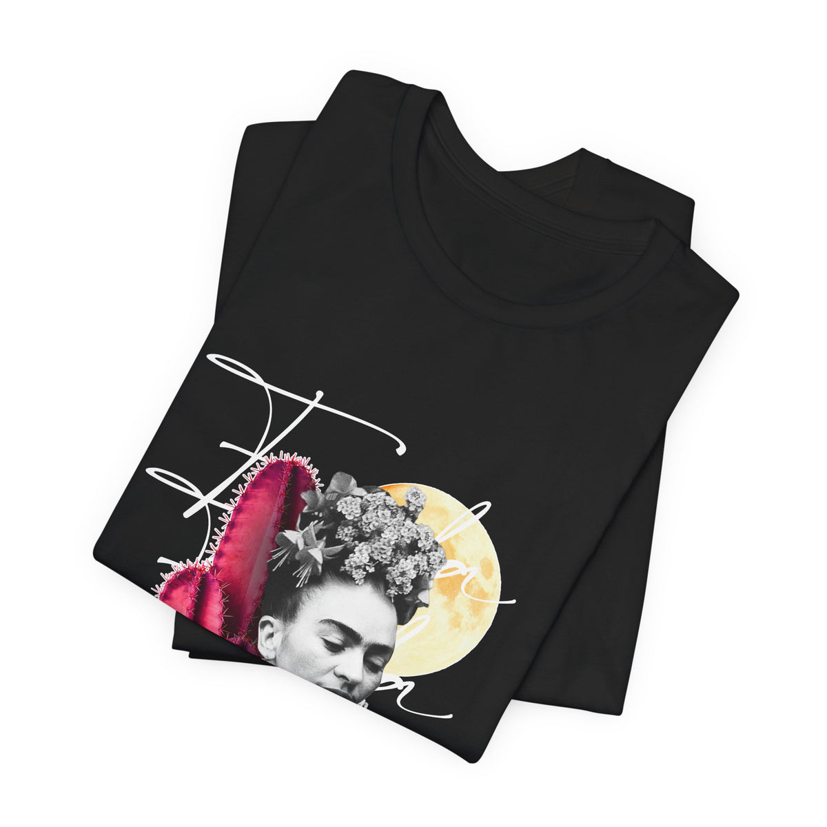 Frida Kahlo Moonlight Script Collage T-Shirt