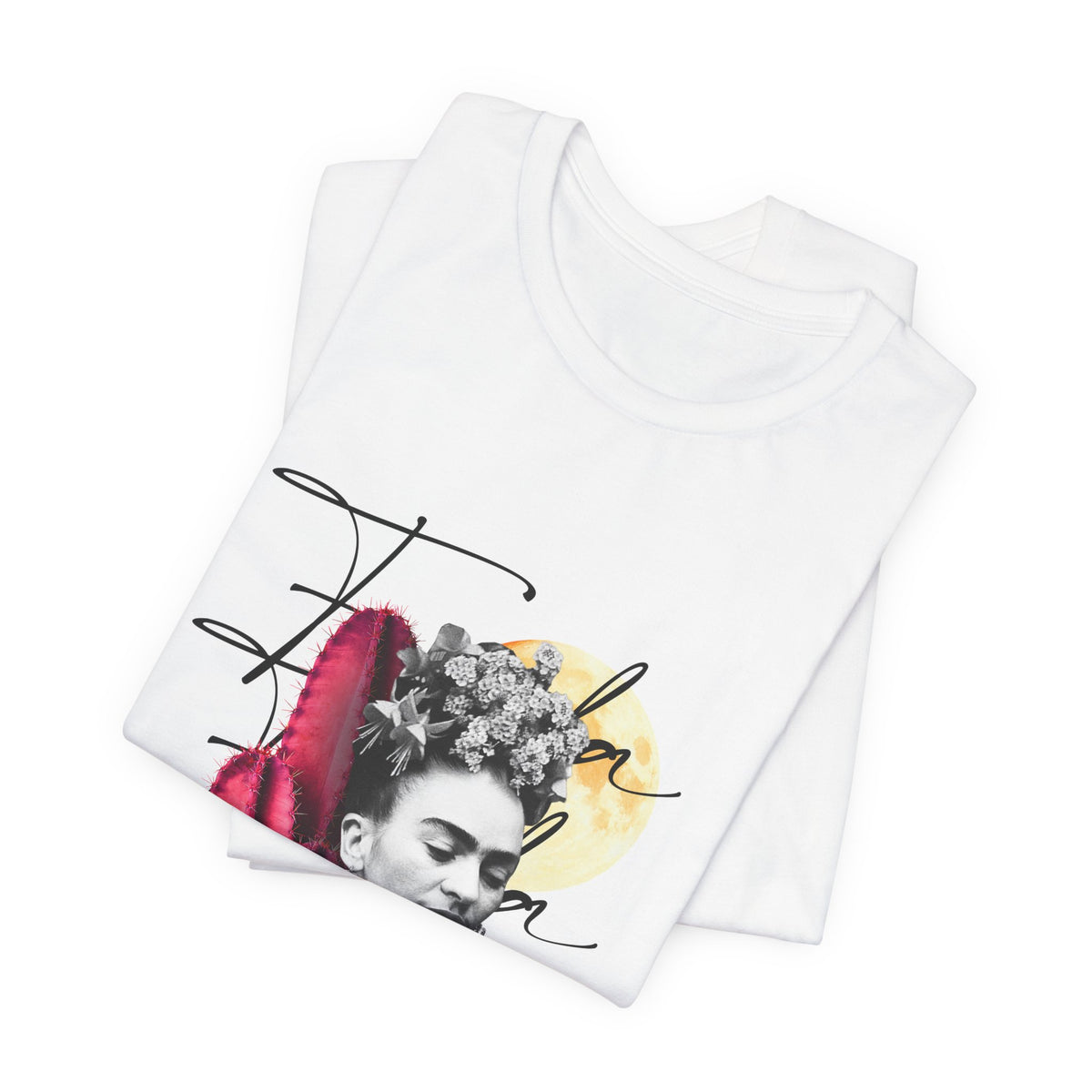 Frida Kahlo Moonlight Script Collage T-Shirt