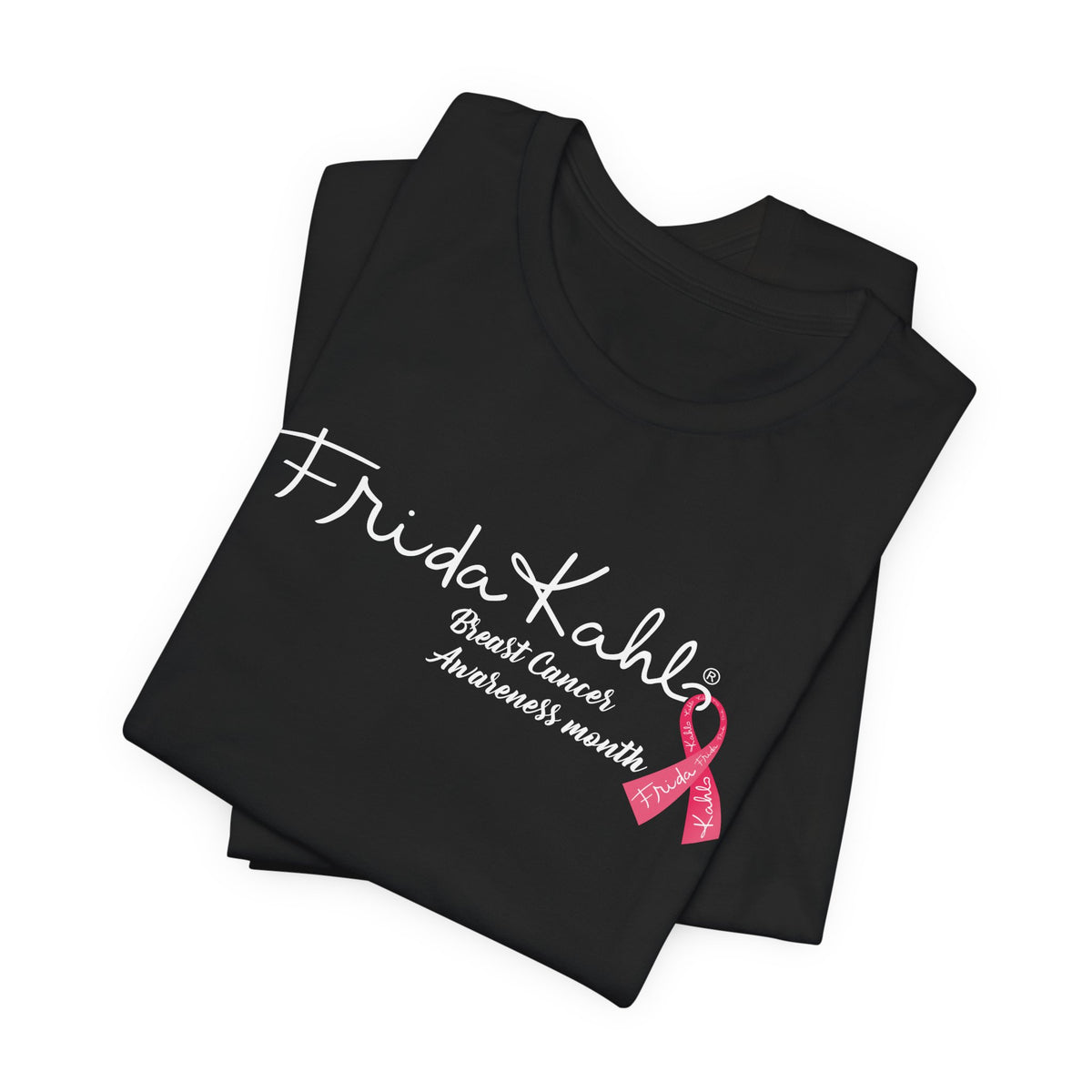 Frida Kahlo Signature Pink Ribbon Breast Cancer Awareness T-Shirt