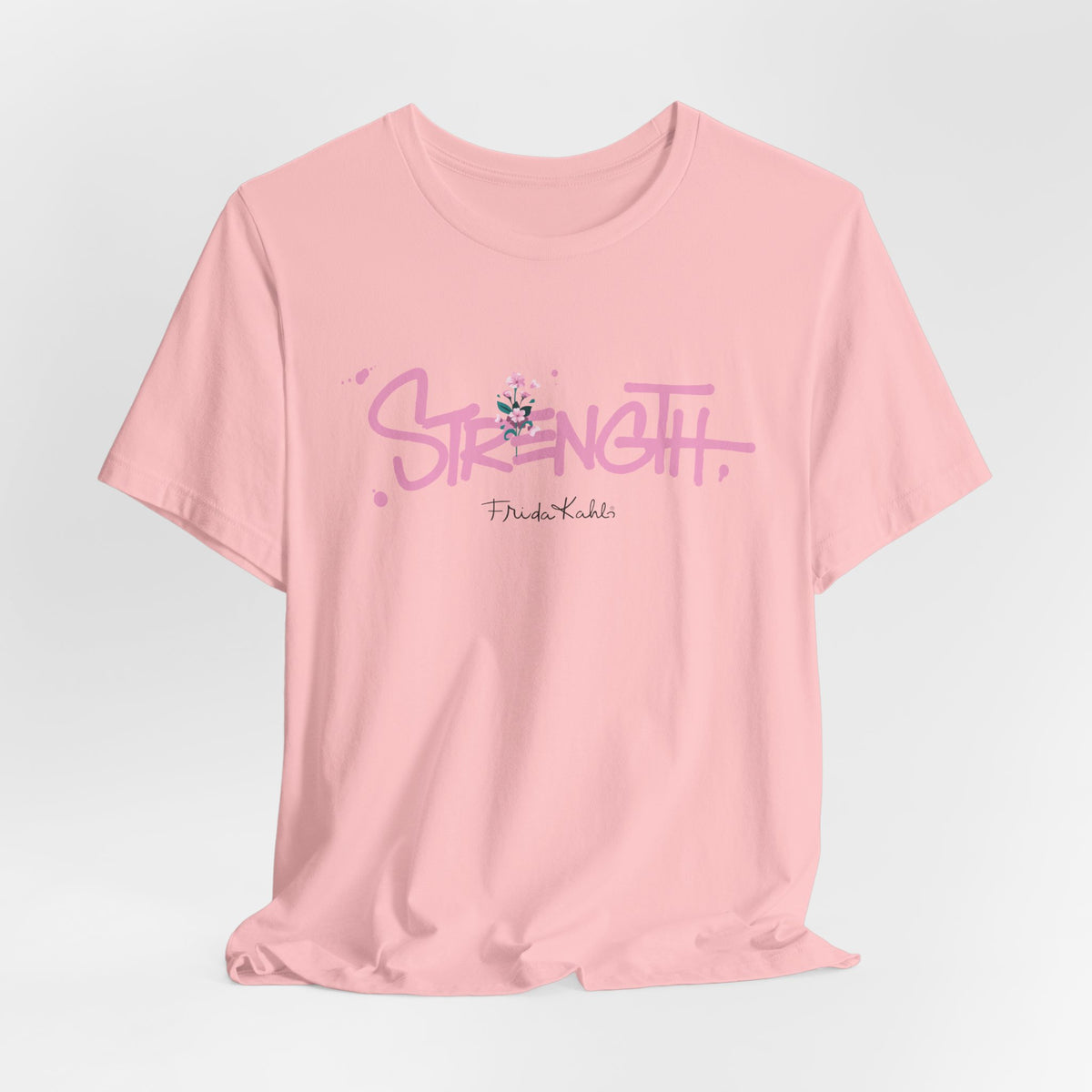 Frida Kahlo Strength Script Breast Cancer Awareness T-Shirt