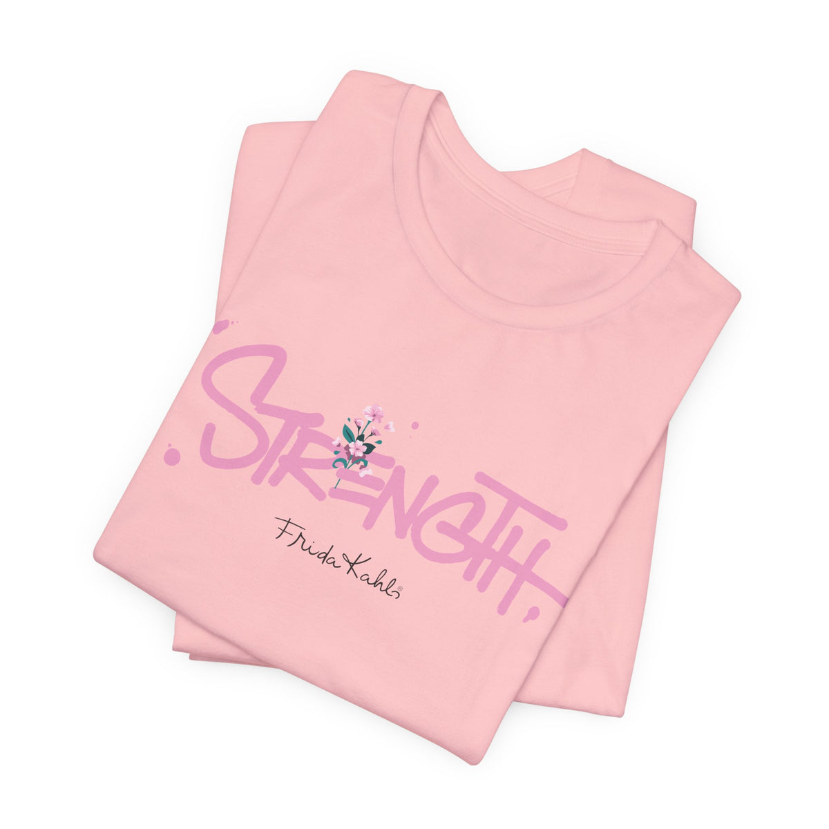 Frida Kahlo Strength Script Breast Cancer Awareness T-Shirt