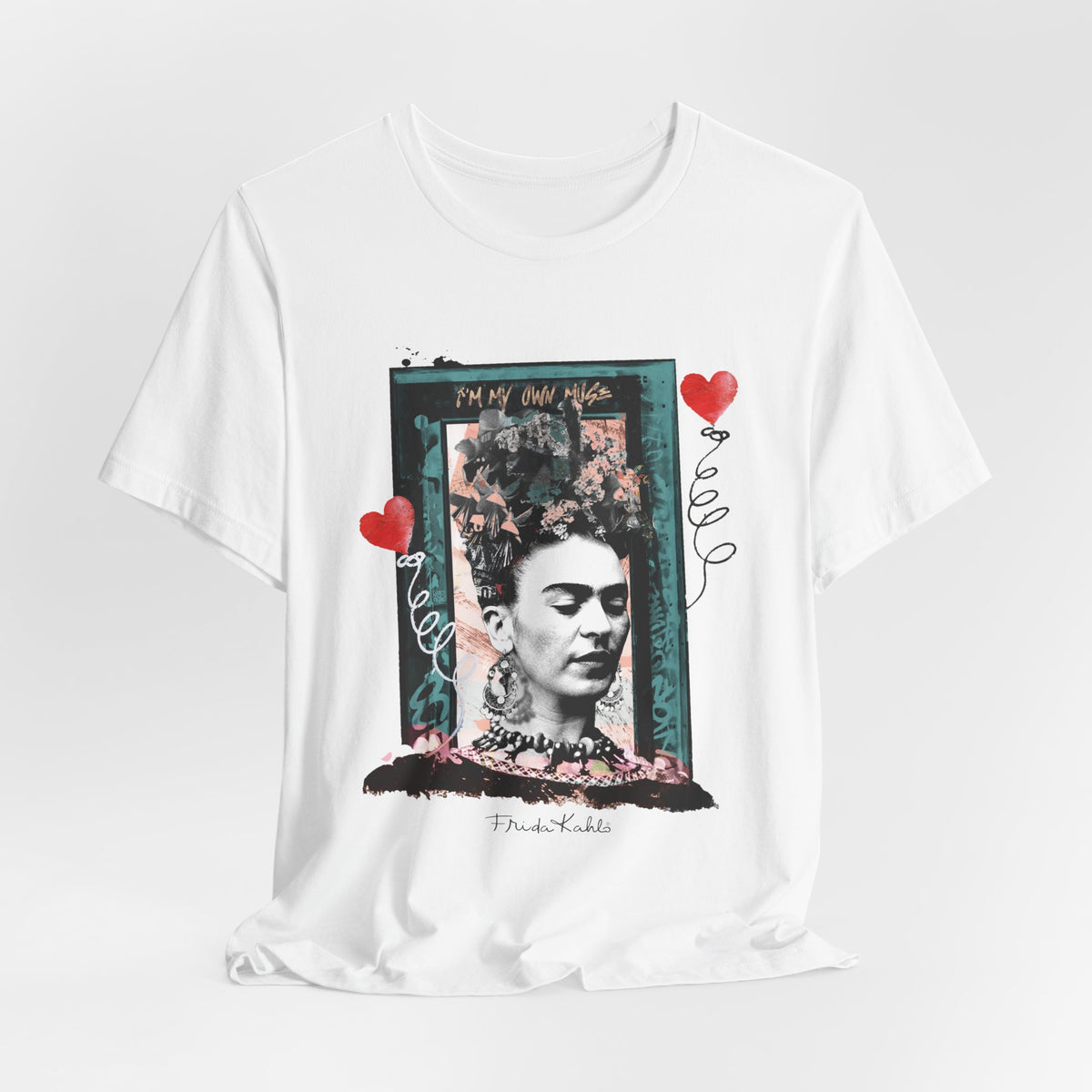 Frida Kahlo Vintage Frame Hearts T-Shirt